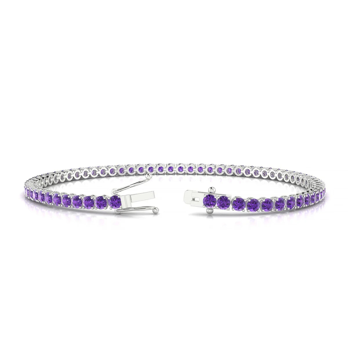 Palazzo | 18k White Gold 2.5 mm Round Natural Amethyst Tennis Bracelet