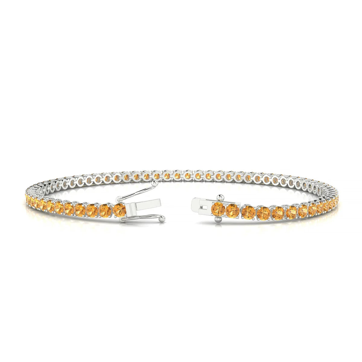 Palazzo | 18k White Gold 2.5 mm Round Natural Citrine Tennis Bracelet