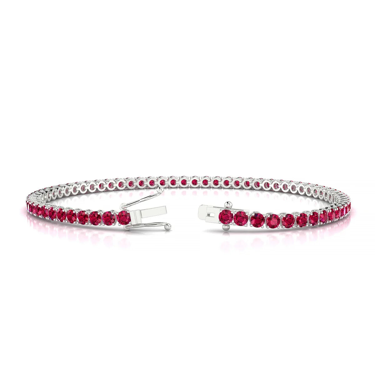 Palazzo | 18k White Gold 2.5 mm Round Natural Ruby Tennis Bracelet