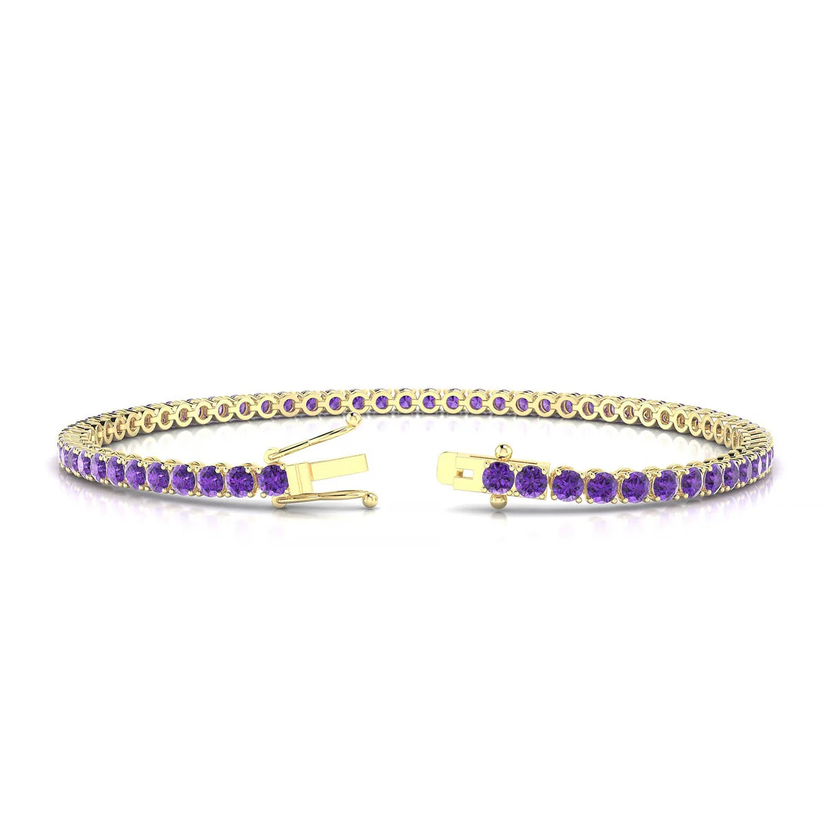 Palazzo | 18k Yellow Gold 2.5 mm Round Natural Amethyst Tennis Bracelet