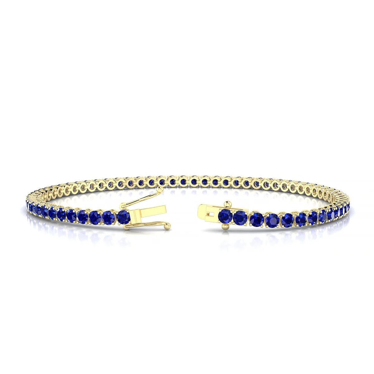 Palazzo | 18k Yellow Gold 2.5 mm Round Natural Sapphire Tennis Bracelet