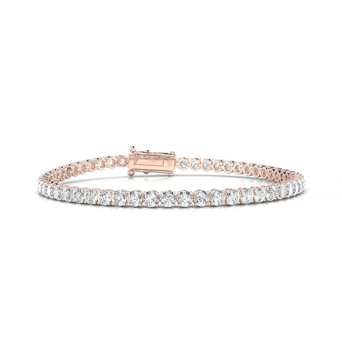 Palazzo | 18k Rose Gold 3 mm Round Natural Diamond Tennis Bracelet