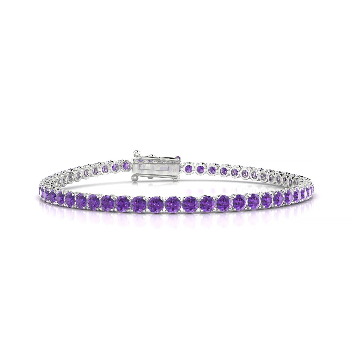 Palazzo | 18k White Gold 3 mm Round Natural Amethyst Tennis Bracelet