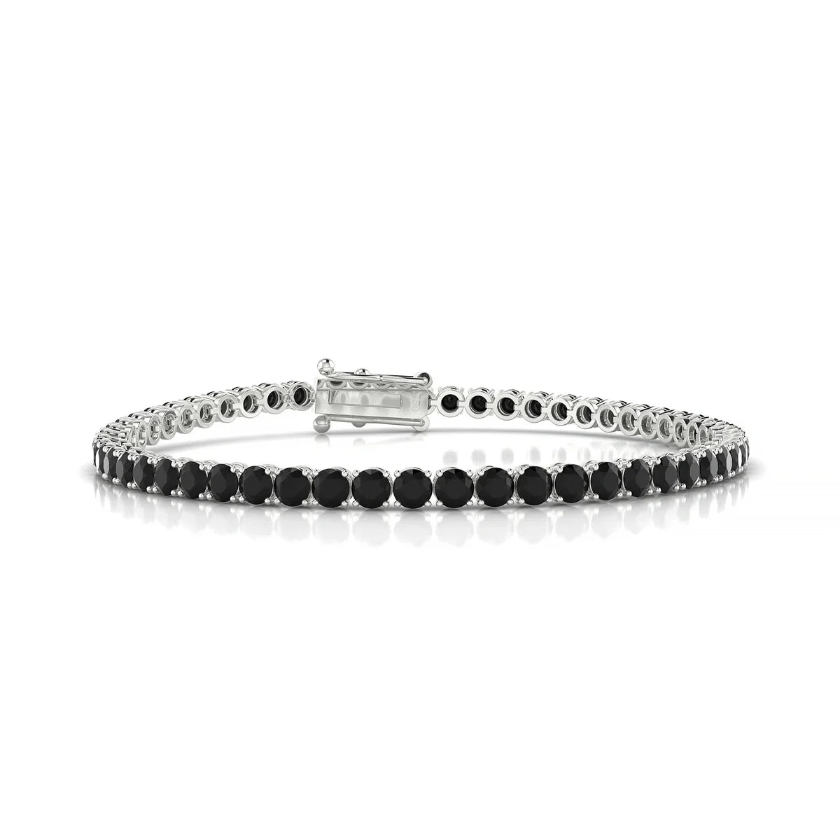 Palazzo | 18k White Gold 3 mm Round Natural Black Diamond Tennis Bracelet