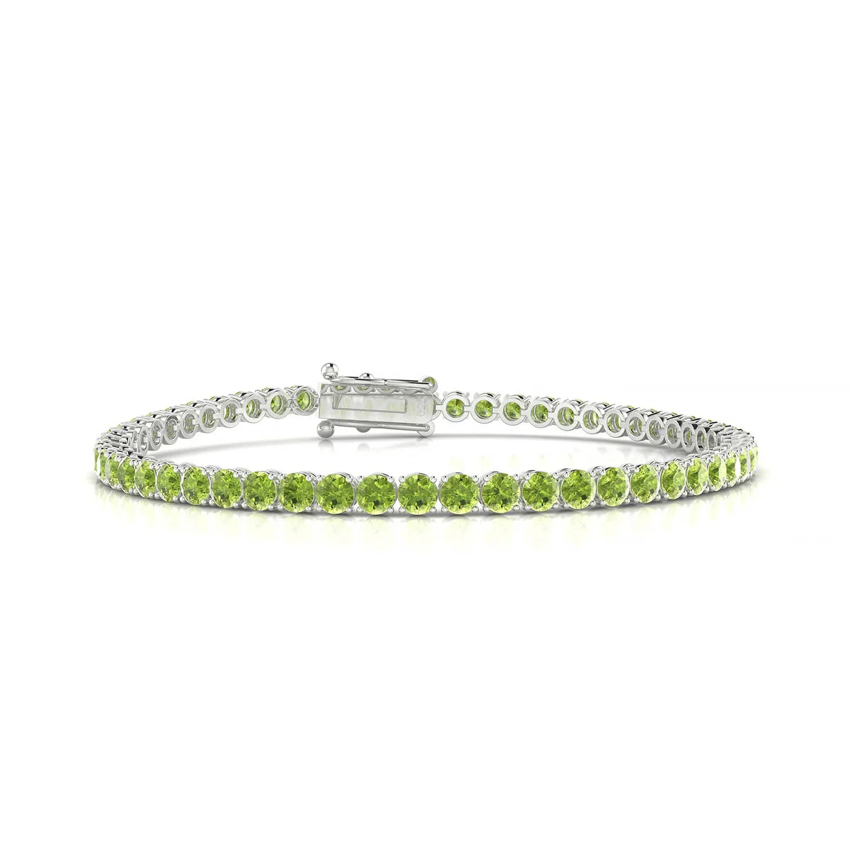Palazzo | 18k White Gold 3 mm Round Natural Peridot Tennis Bracelet