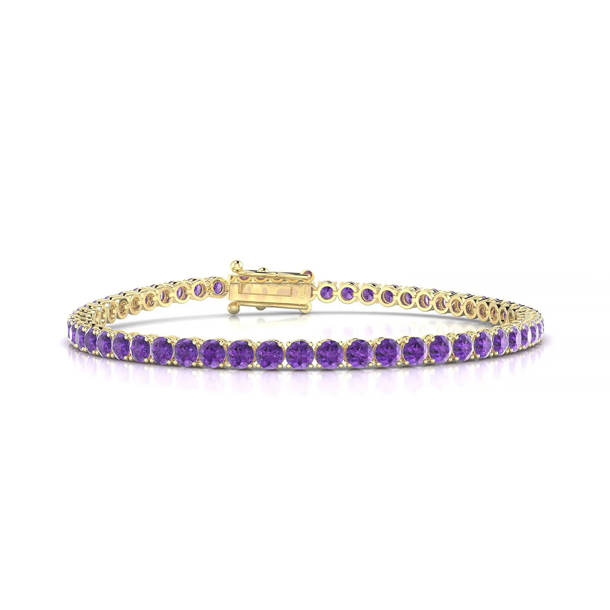 Palazzo | 18k Yellow Gold 3 mm Round Natural Amethyst Tennis Bracelet