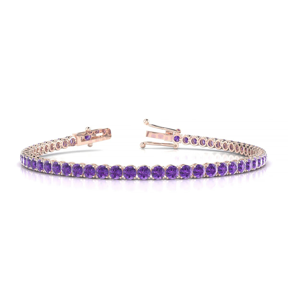 Palazzo | 18k Rose Gold 3 mm Round Natural Amethyst Tennis Bracelet