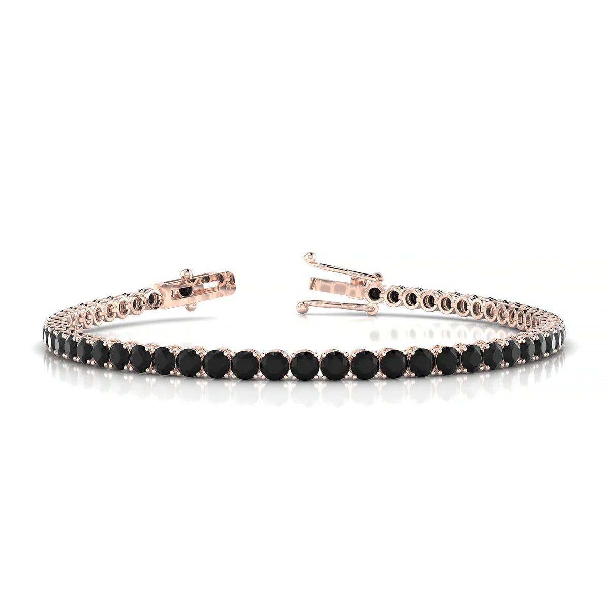 Palazzo | 18k Rose Gold 3 mm Round Natural Black Diamond Tennis Bracelet