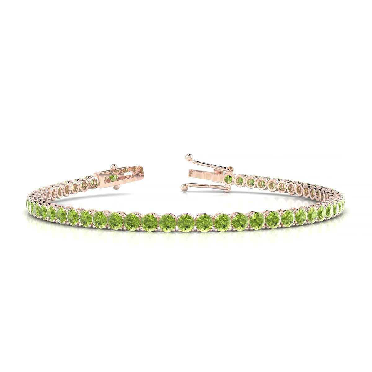 Palazzo | 18k Rose Gold 3 mm Round Natural Peridot Tennis Bracelet