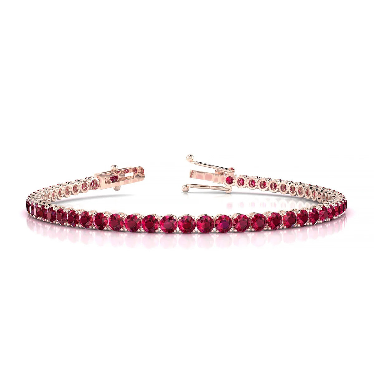 Palazzo | 18k Rose Gold 3 mm Round Natural Ruby Tennis Bracelet
