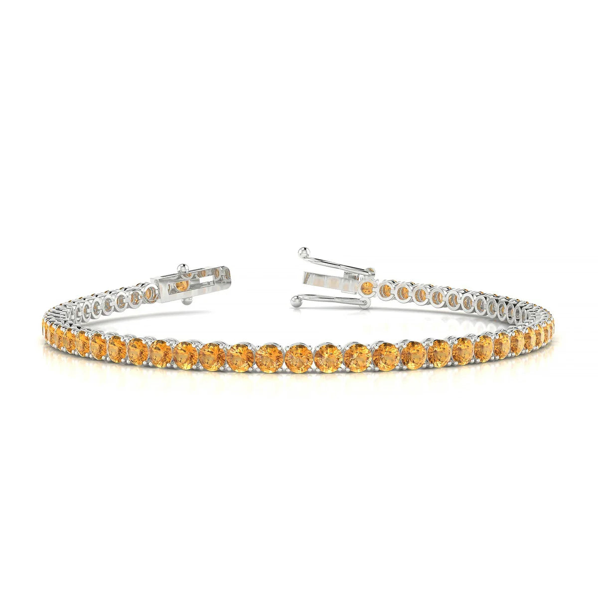 Palazzo | 18k White Gold 3 mm Round Natural Citrine Tennis Bracelet