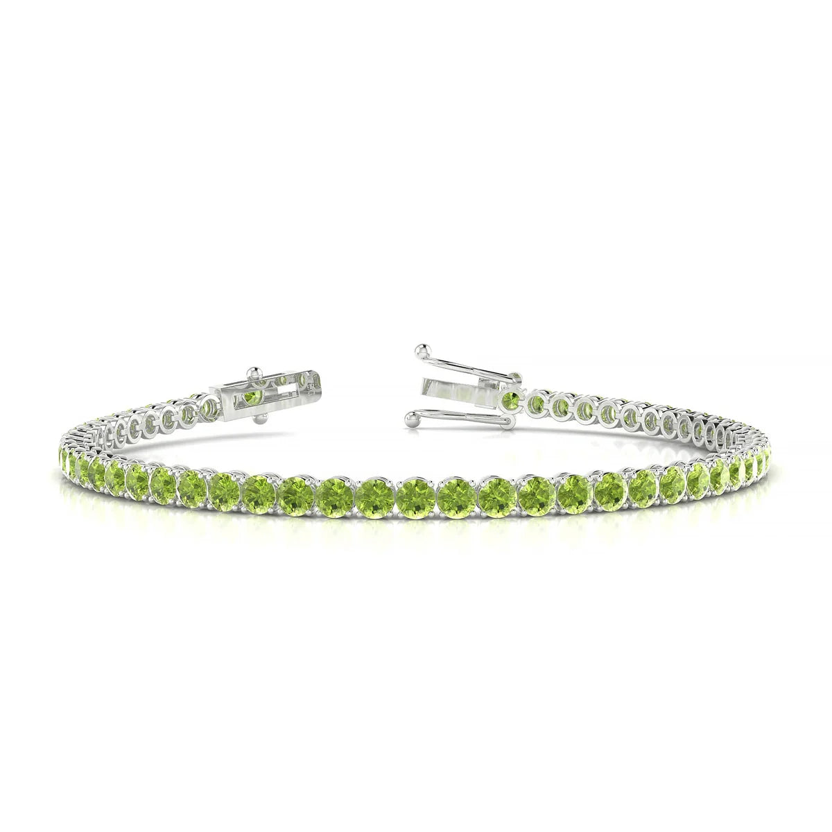 Palazzo | 18k White Gold 3 mm Round Natural Peridot Tennis Bracelet