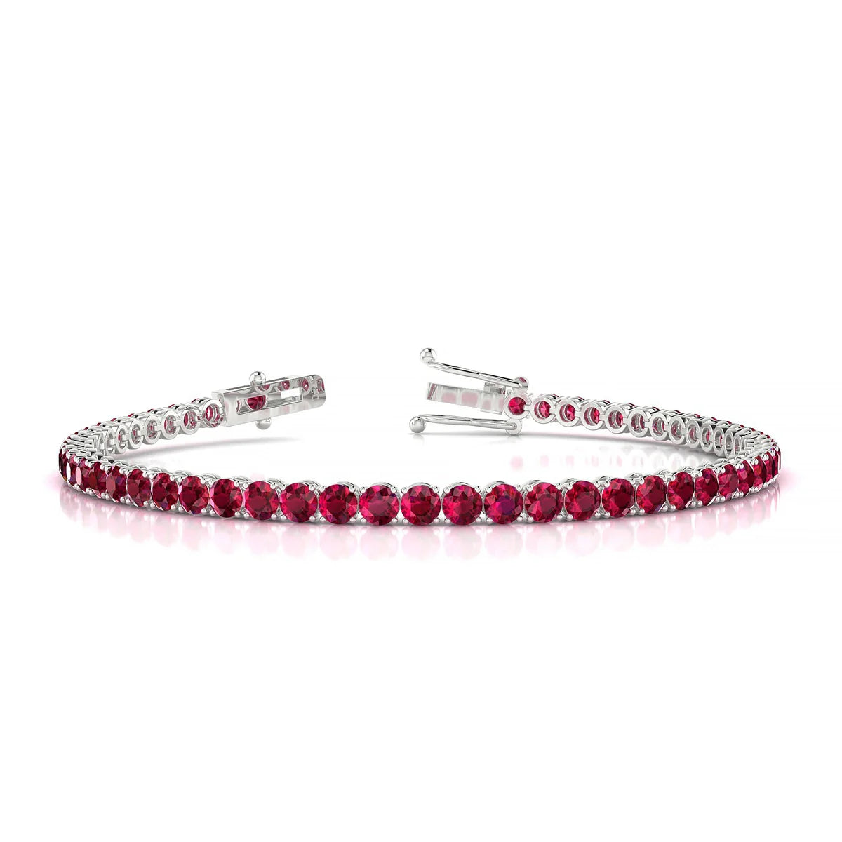 Palazzo | 18k White Gold 3 mm Round Natural Ruby Tennis Bracelet