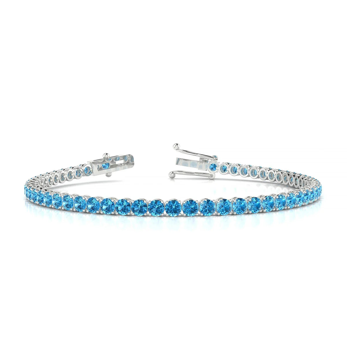 Palazzo | 18k White Gold 3 mm Round Natural Topaz Tennis Bracelet