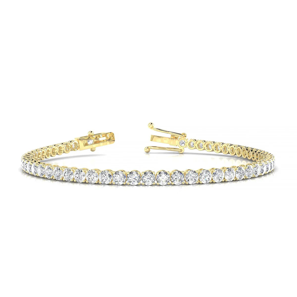 Palazzo | 18k Yellow Gold 3 mm Round Natural Diamond Tennis Bracelet