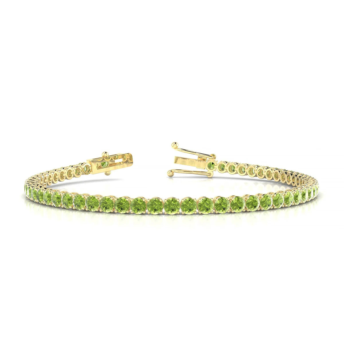 Palazzo | 18k Yellow Gold 3 mm Round Natural Peridot Tennis Bracelet