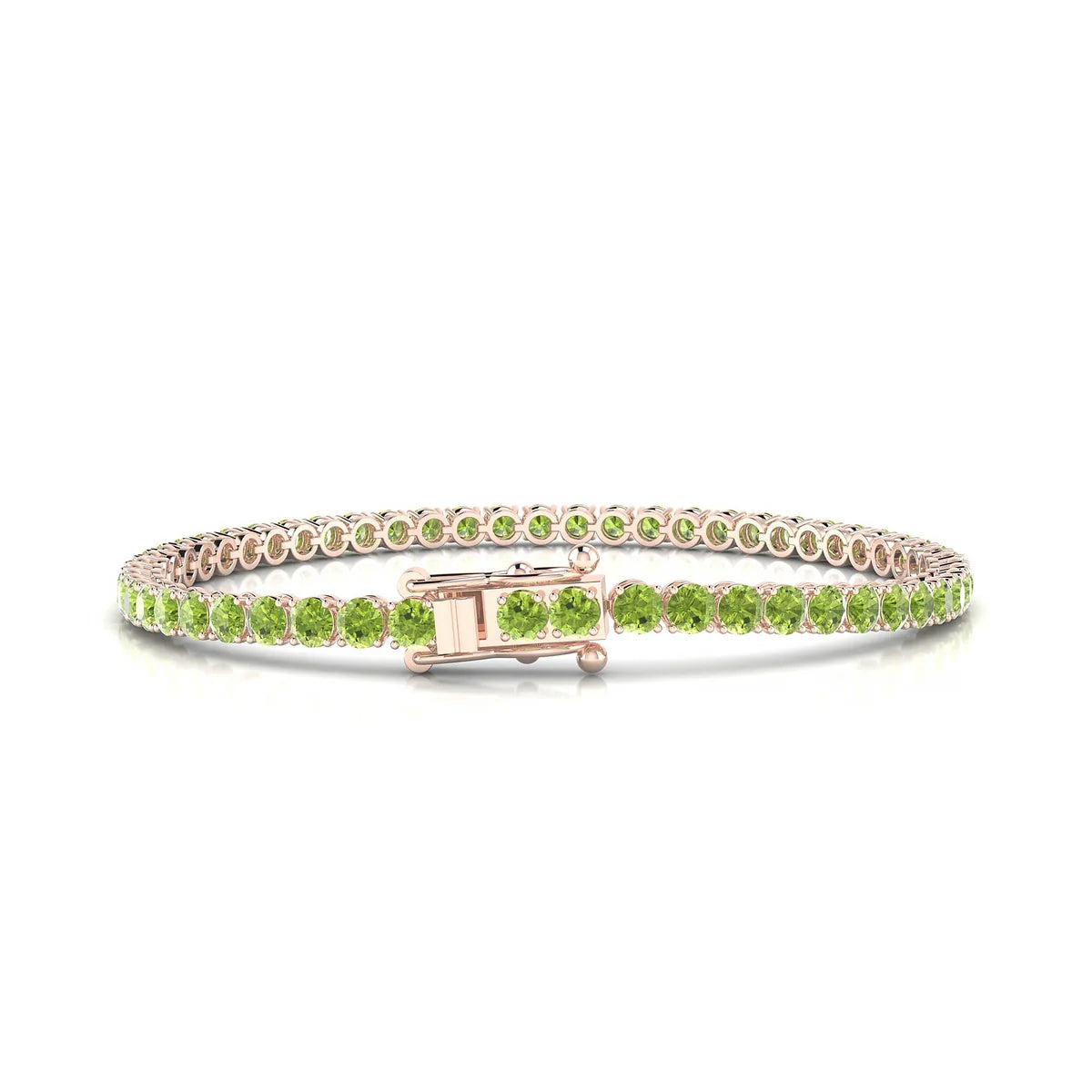 Palazzo | 18k Rose Gold 3 mm Round Natural Peridot Tennis Bracelet