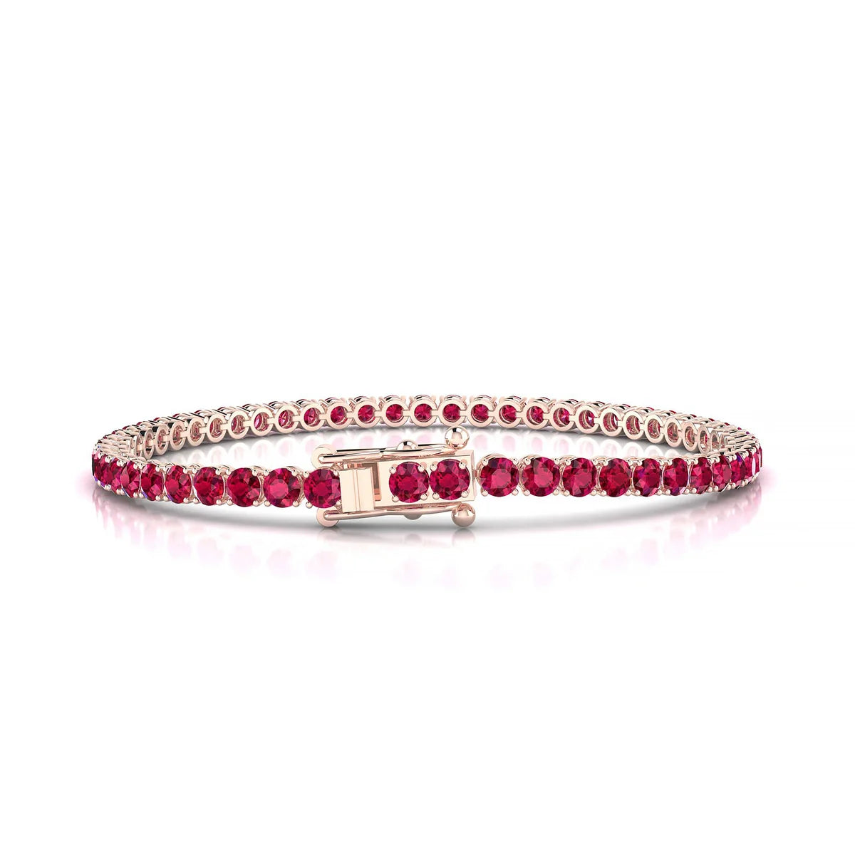 Palazzo | 18k Rose Gold 3 mm Round Natural Ruby Tennis Bracelet