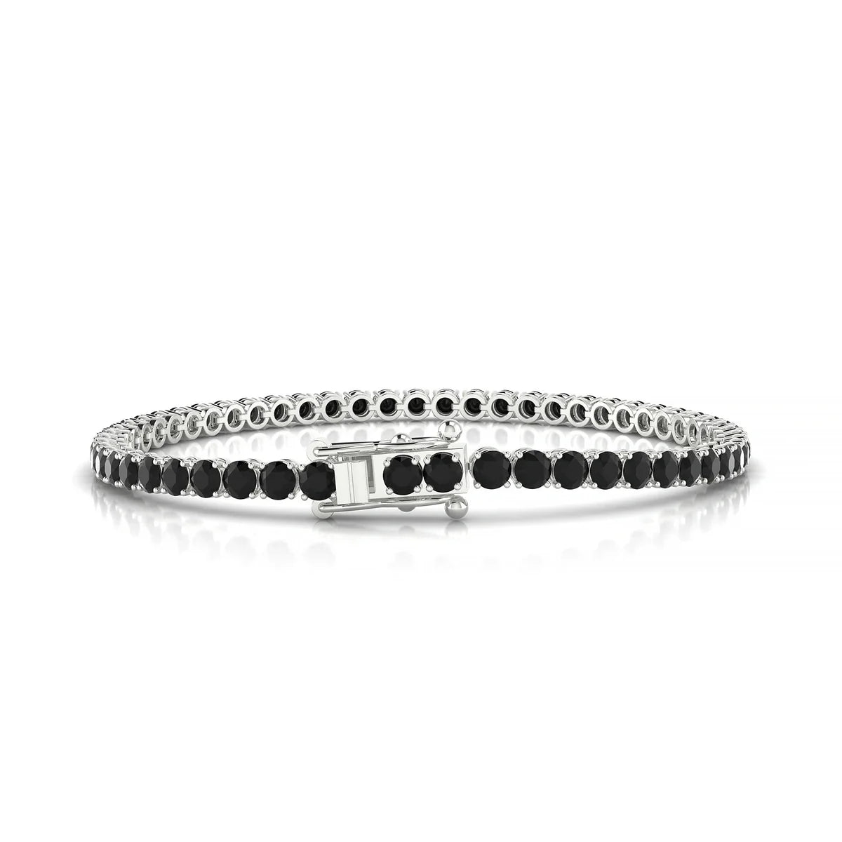 Palazzo | 18k White Gold 3 mm Round Natural Black Diamond Tennis Bracelet