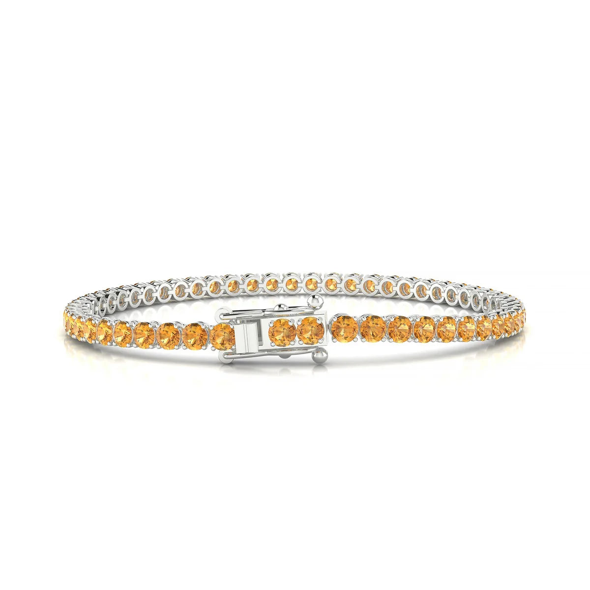 Palazzo | 18k White Gold 3 mm Round Natural Citrine Tennis Bracelet