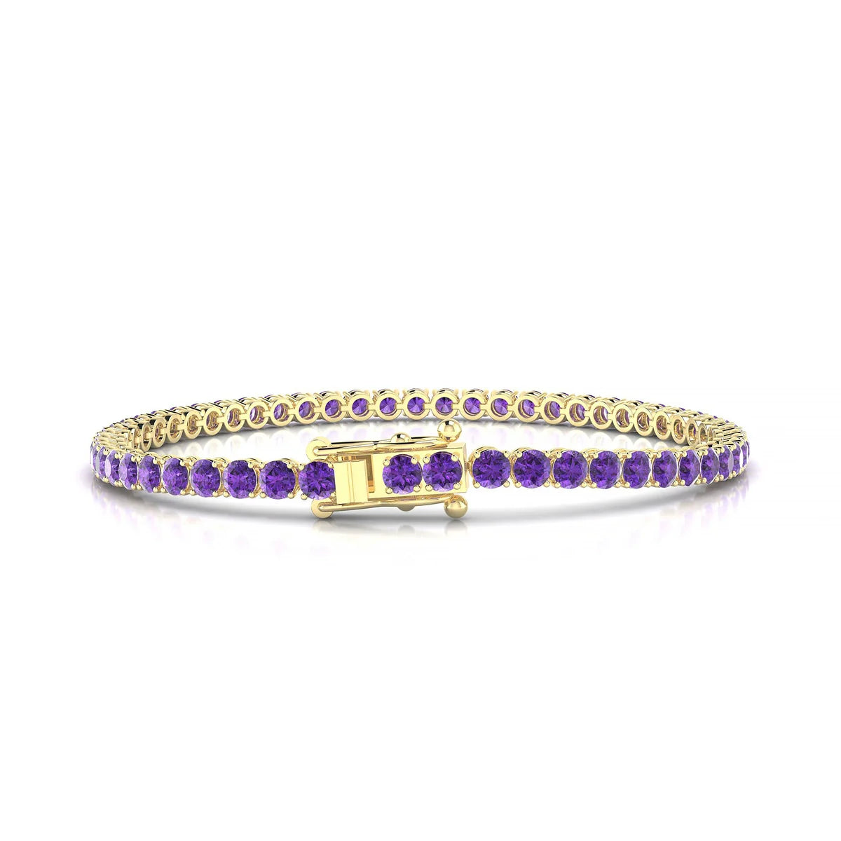 Palazzo | 18k Yellow Gold 3 mm Round Natural Amethyst Tennis Bracelet