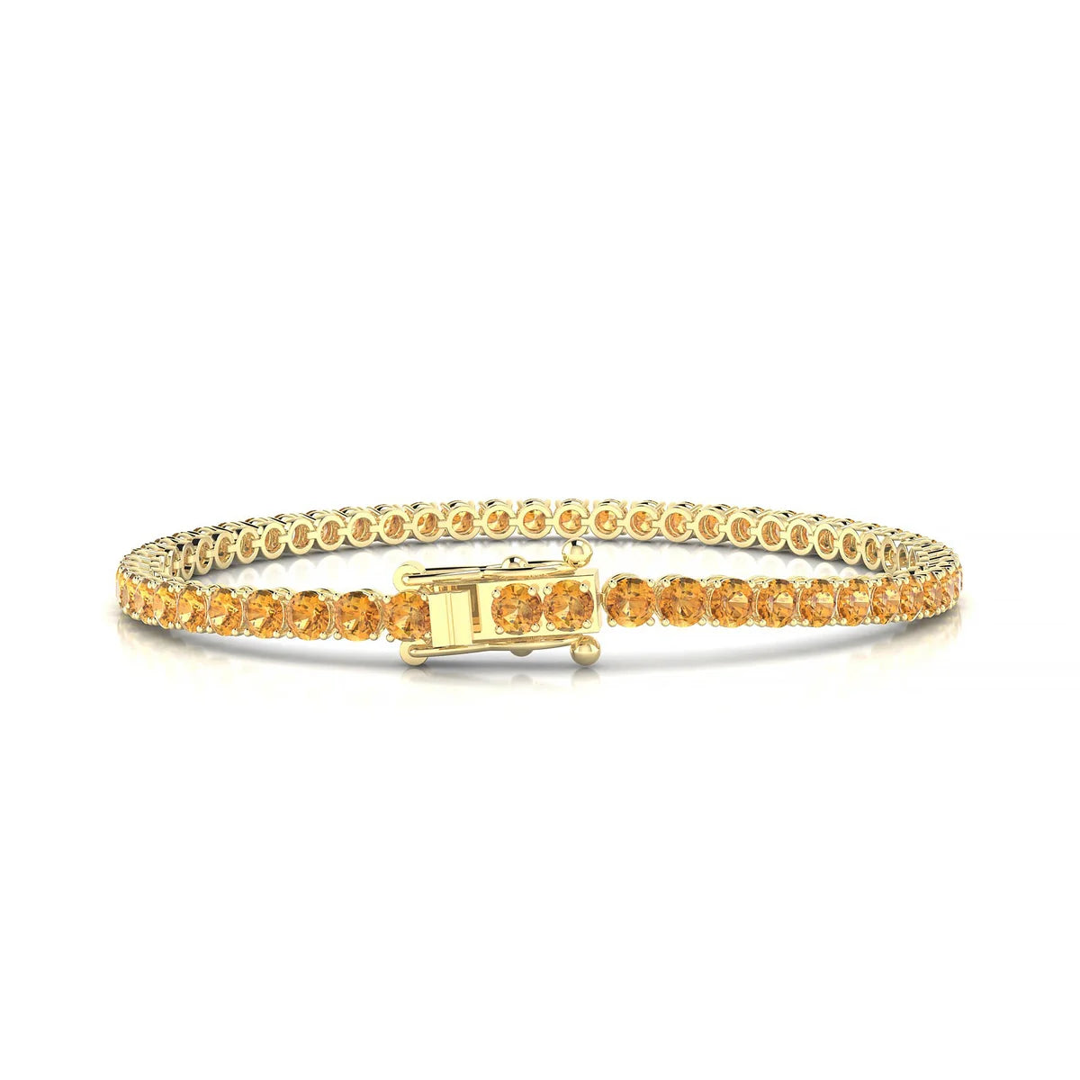 Palazzo | 18k Yellow Gold 3 mm Round Natural Citrine Tennis Bracelet