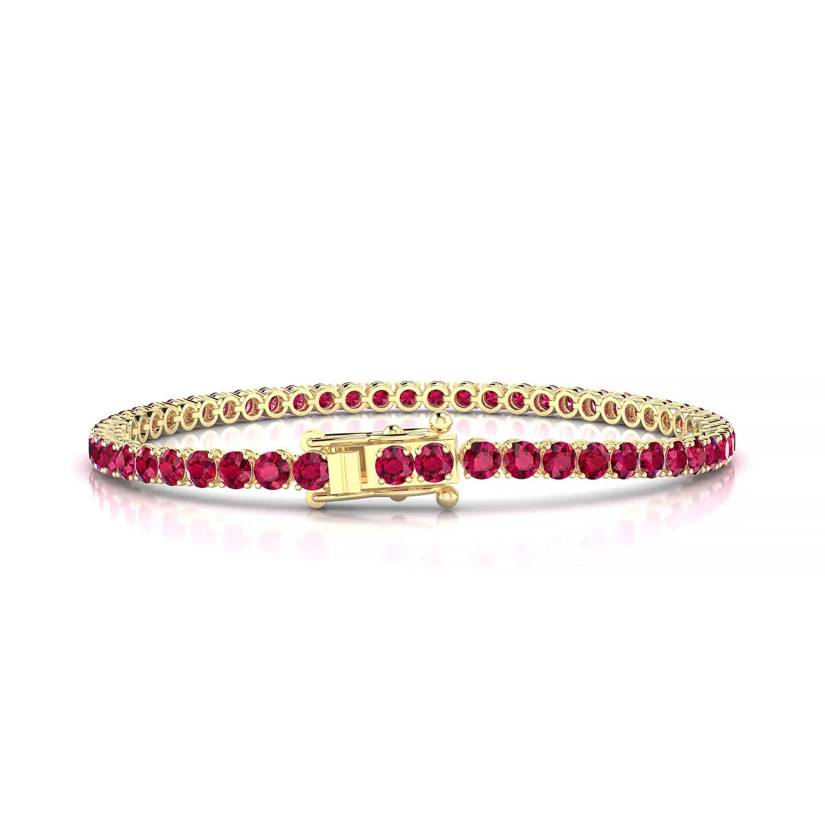 Palazzo | 18k Yellow Gold 3 mm Round Natural Ruby Tennis Bracelet