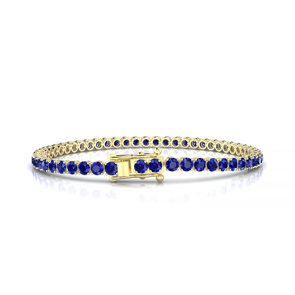 Palazzo | 18k Yellow Gold 3 mm Round Natural Sapphire Tennis Bracelet