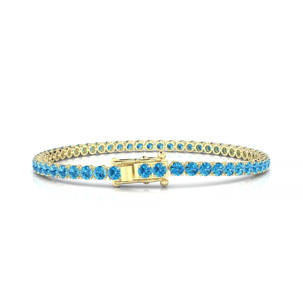 Palazzo | 18k Yellow Gold 3 mm Round Natural Topaz Tennis Bracelet
