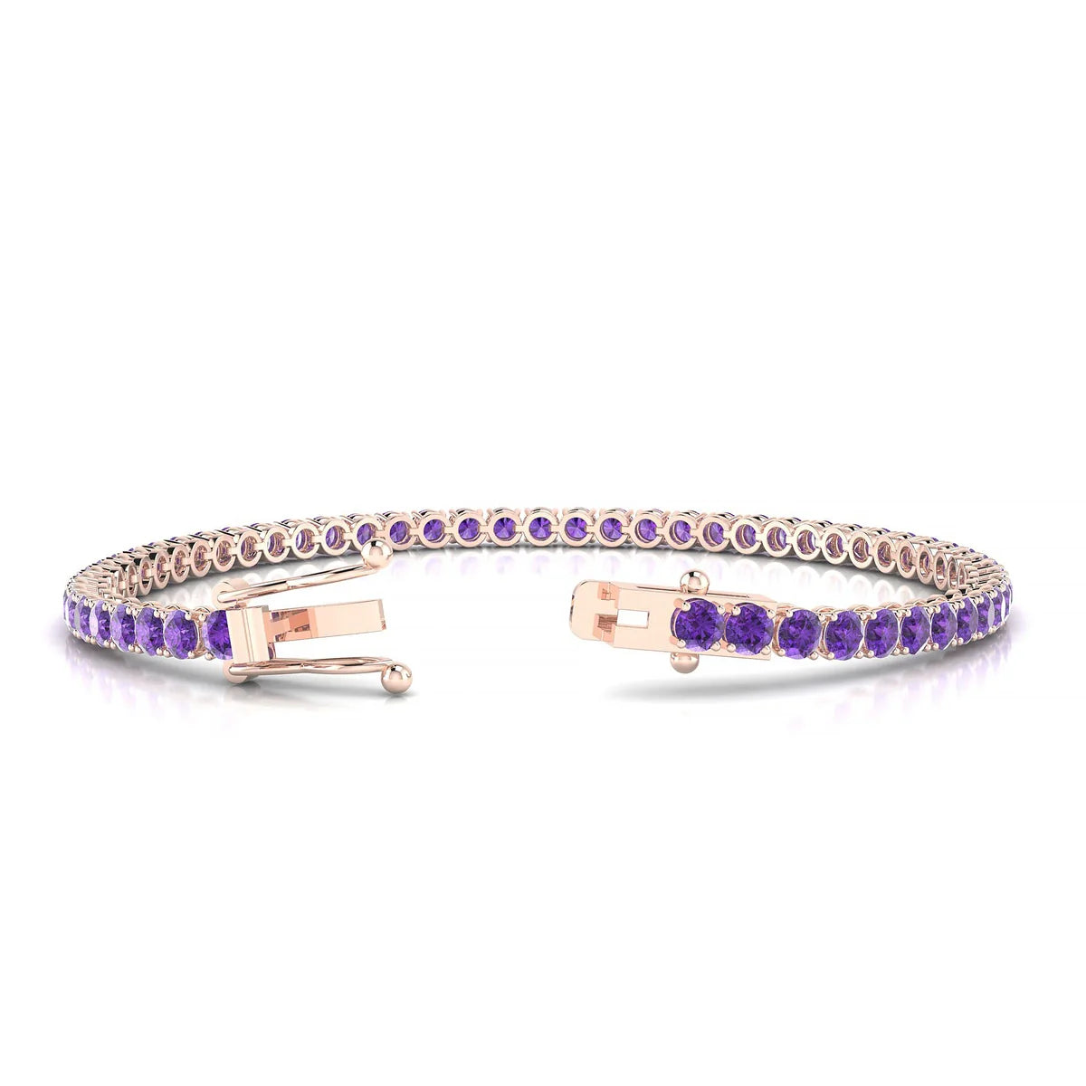 Palazzo | 18k Rose Gold 3 mm Round Natural Amethyst Tennis Bracelet