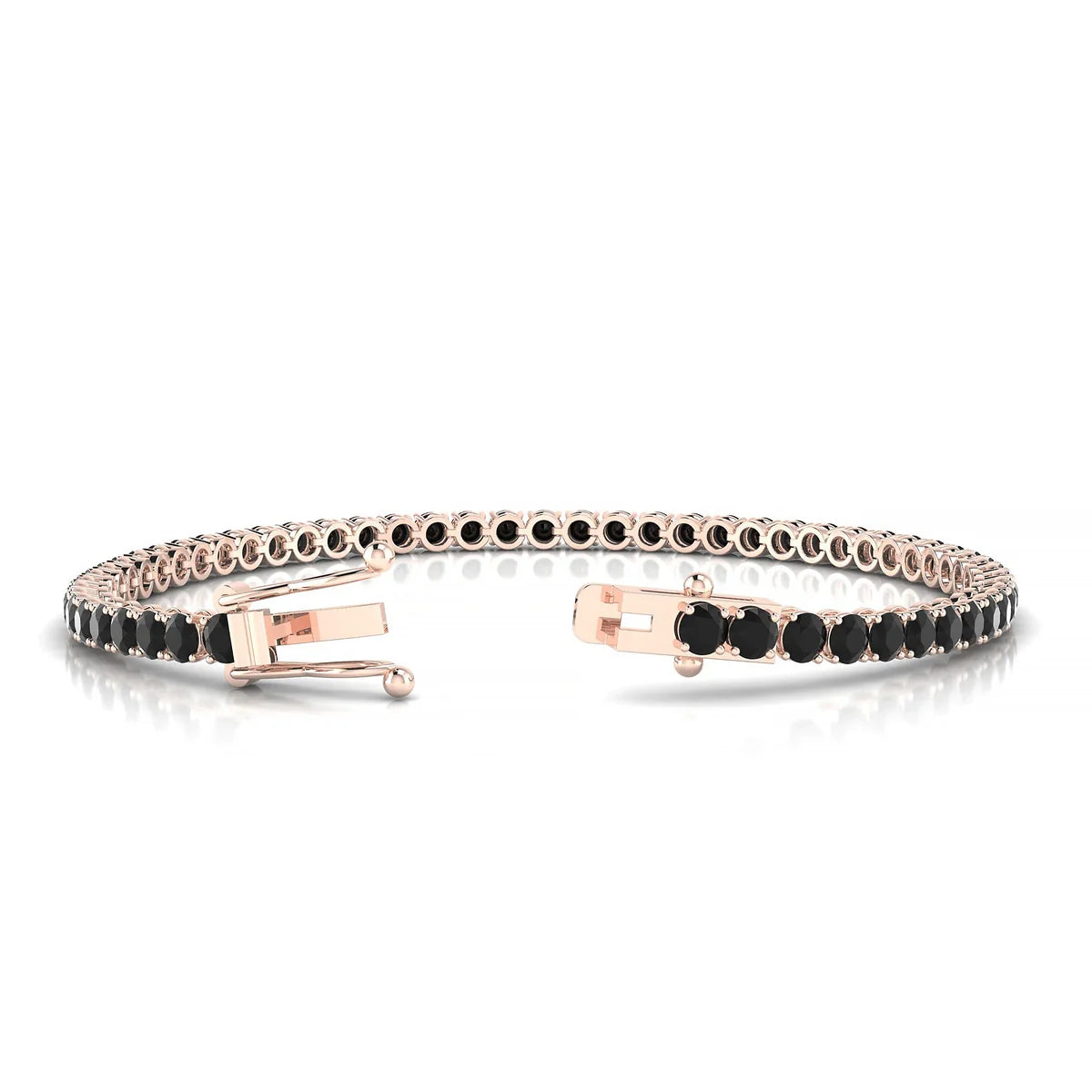 Palazzo | 18k Rose Gold 3 mm Round Natural Black Diamond Tennis Bracelet