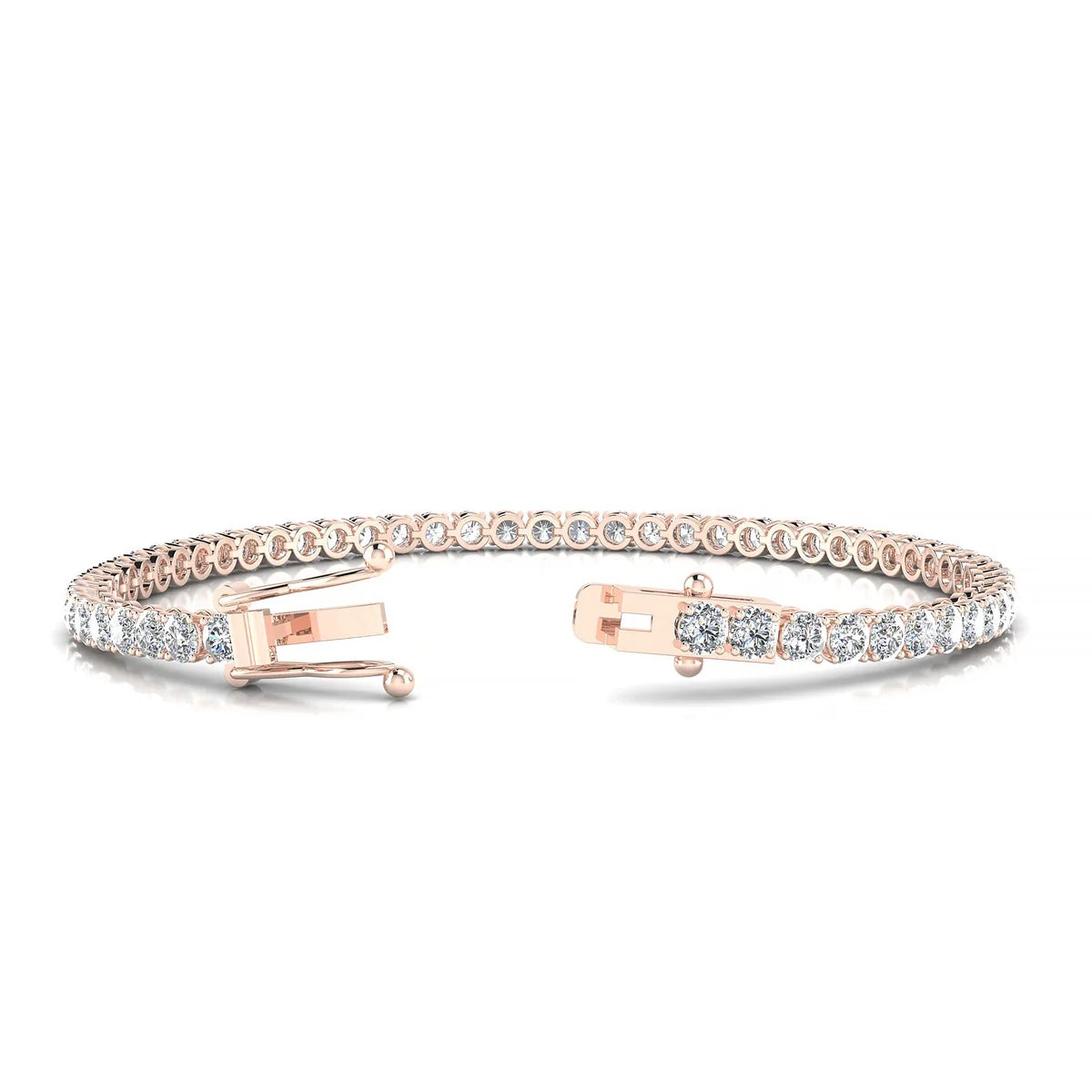 Palazzo | 18k Rose Gold 3 mm Round Natural Diamond Tennis Bracelet