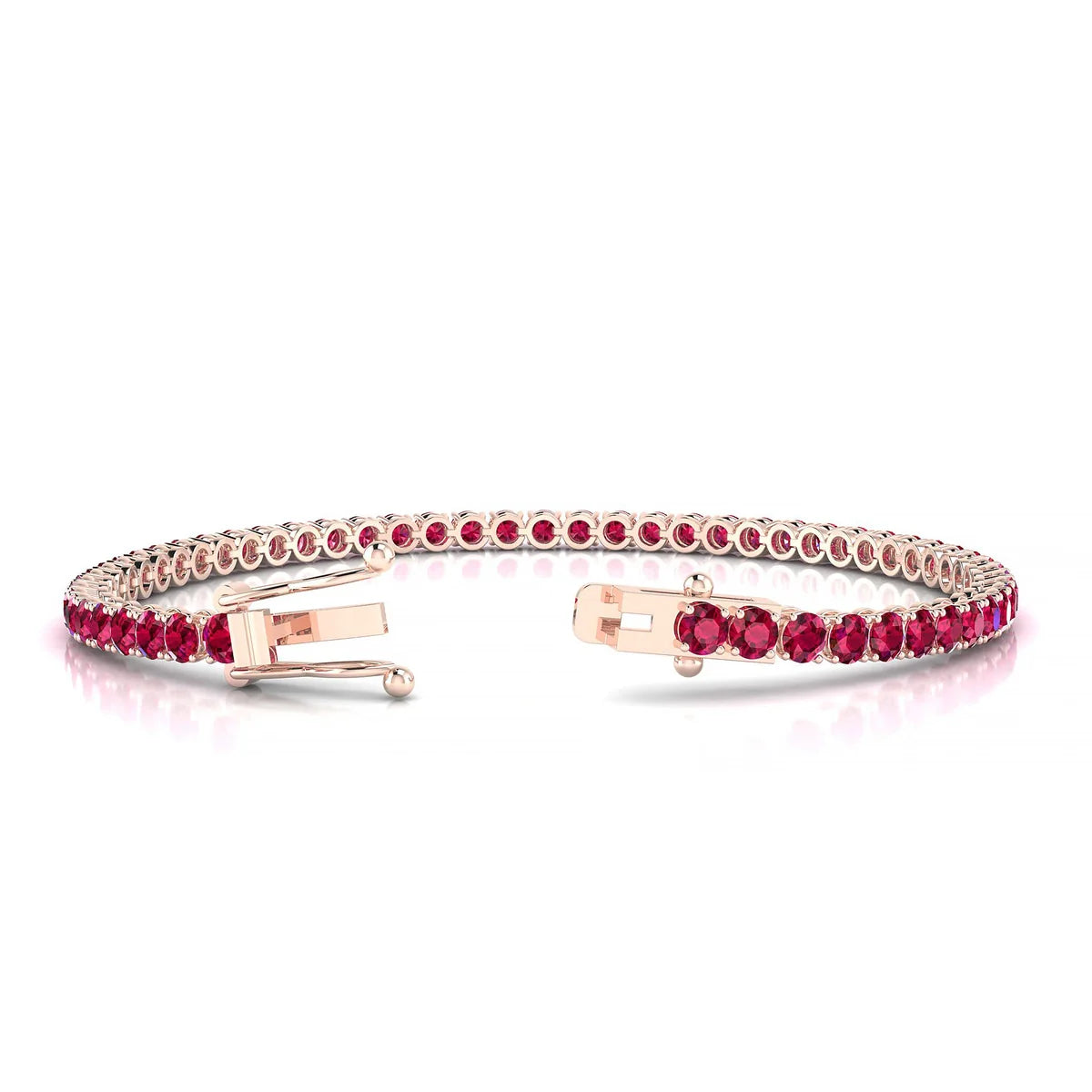 Palazzo | 18k Rose Gold 3 mm Round Natural Ruby Tennis Bracelet