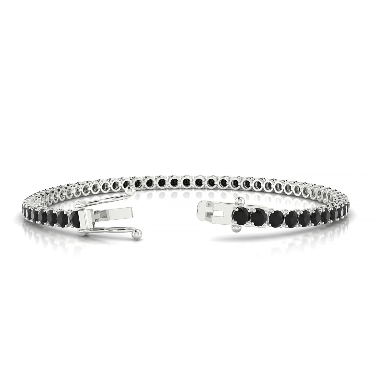 Palazzo | 18k White Gold 3 mm Round Natural Black Diamond Tennis Bracelet