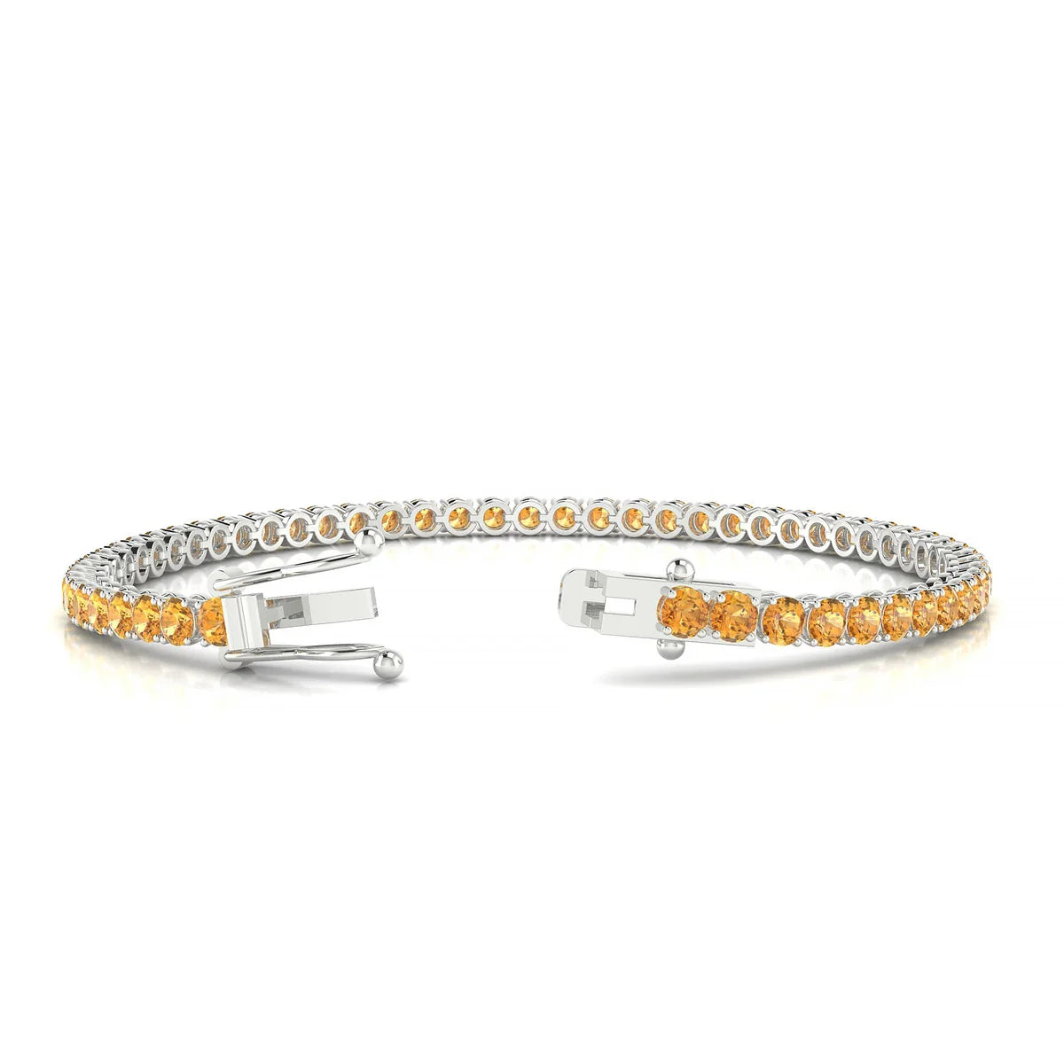 Palazzo | 18k White Gold 3 mm Round Natural Citrine Tennis Bracelet