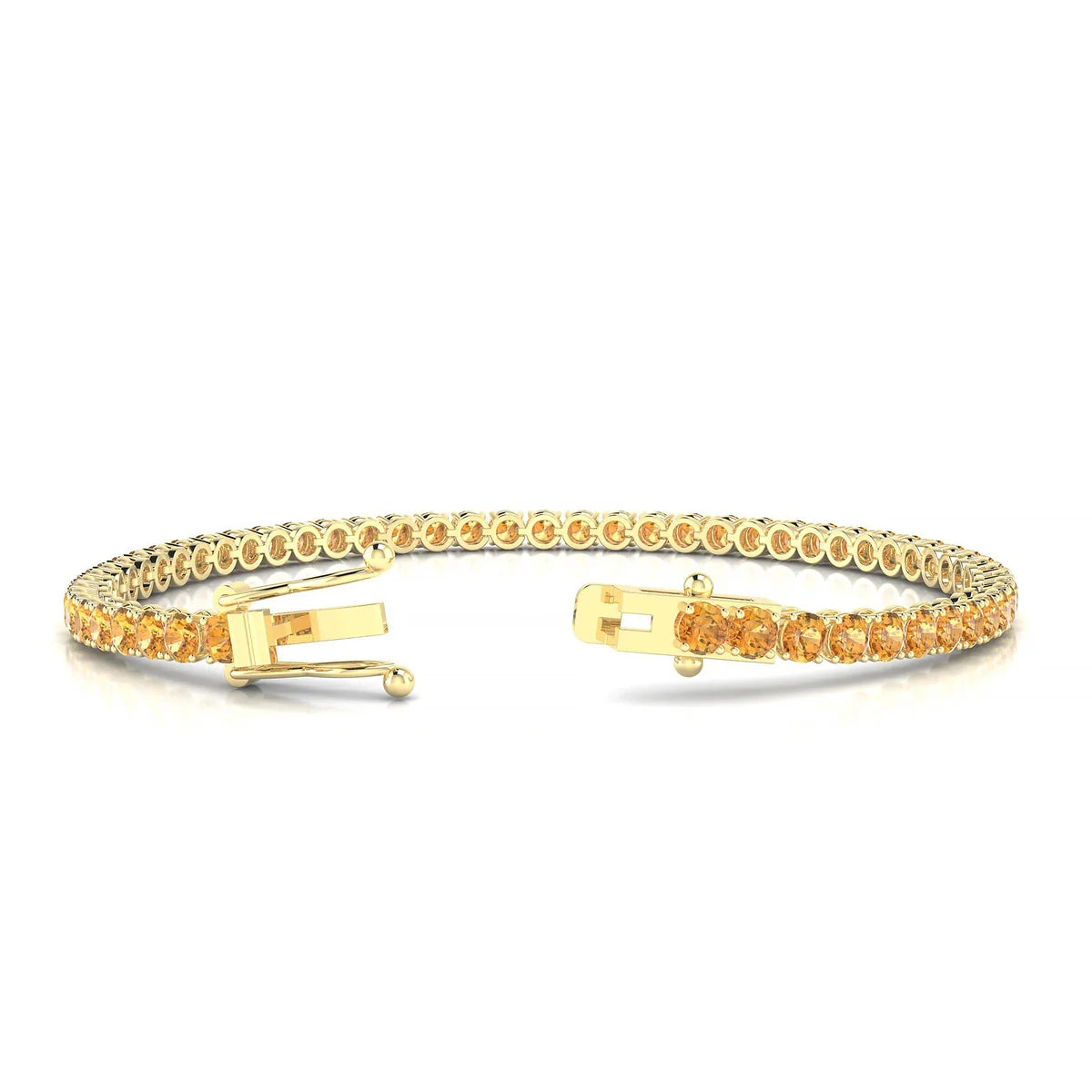 Palazzo | 18k Yellow Gold 3 mm Round Natural Citrine Tennis Bracelet