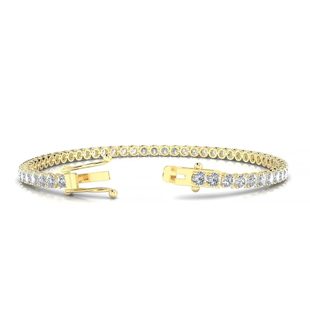 Palazzo | 18k Yellow Gold 3 mm Round Natural Diamond Tennis Bracelet