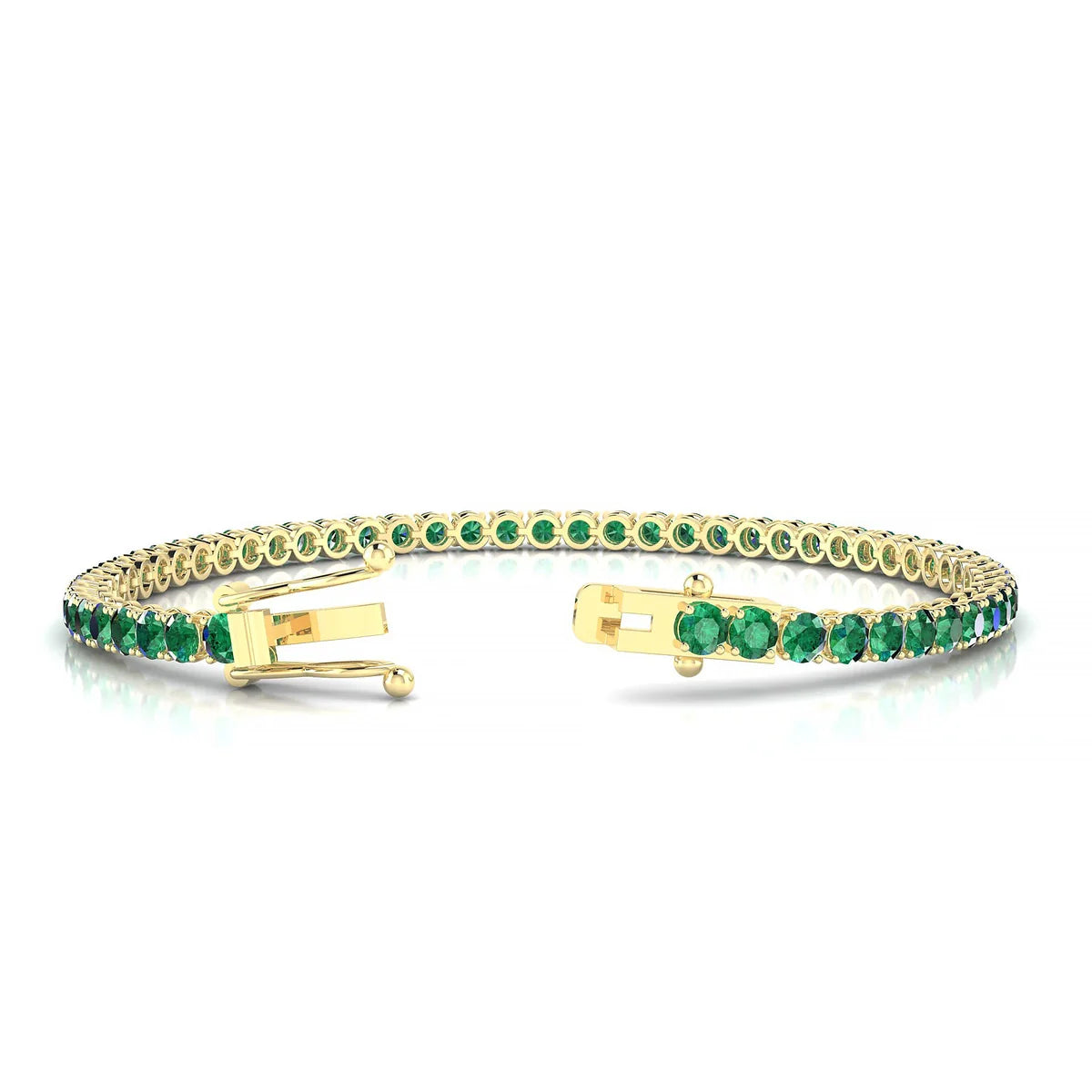Palazzo | 18k Yellow Gold 3 mm Round Natural Emerald Tennis Bracelet