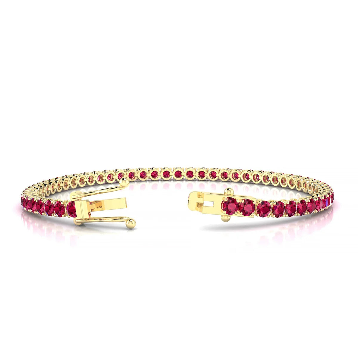 Palazzo | 18k Yellow Gold 3 mm Round Natural Ruby Tennis Bracelet