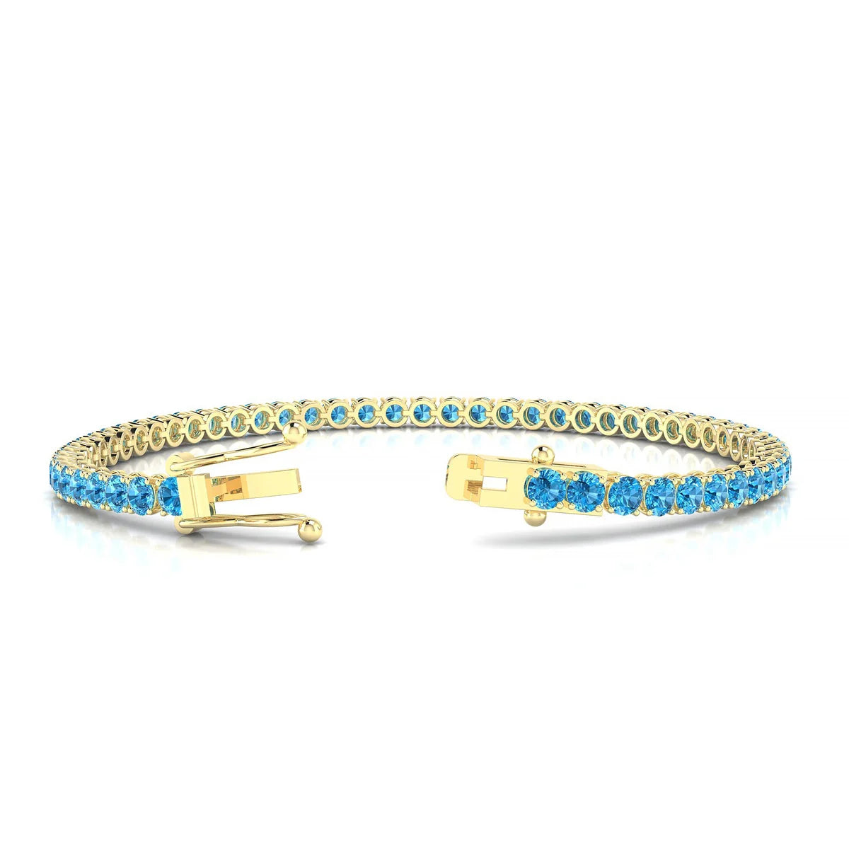 Palazzo | 18k Yellow Gold 3 mm Round Natural Topaz Tennis Bracelet