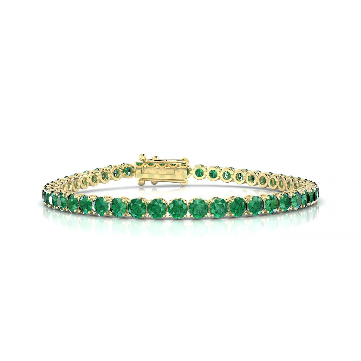 Palazzo | 18k Yellow Gold 3.4 mm Round Natural Emerald Tennis Bracelet