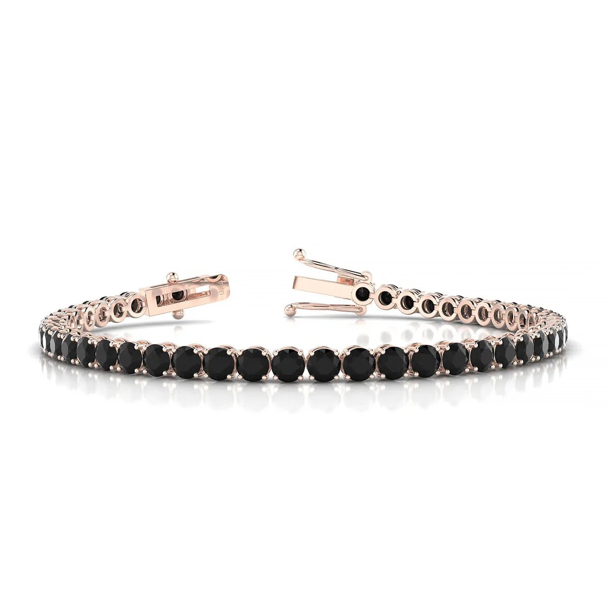 Palazzo | 18k Rose Gold 3.4 mm Round Natural Black Diamond Tennis Bracelet