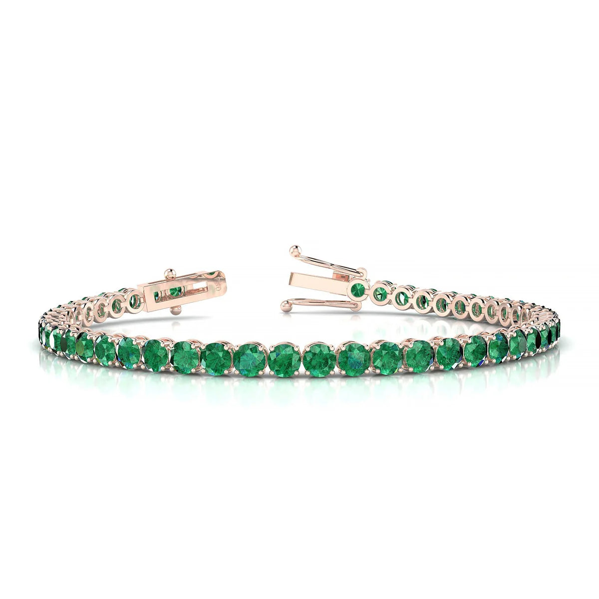 Palazzo | 18k Rose Gold 3.4 mm Round Natural Emerald Tennis Bracelet