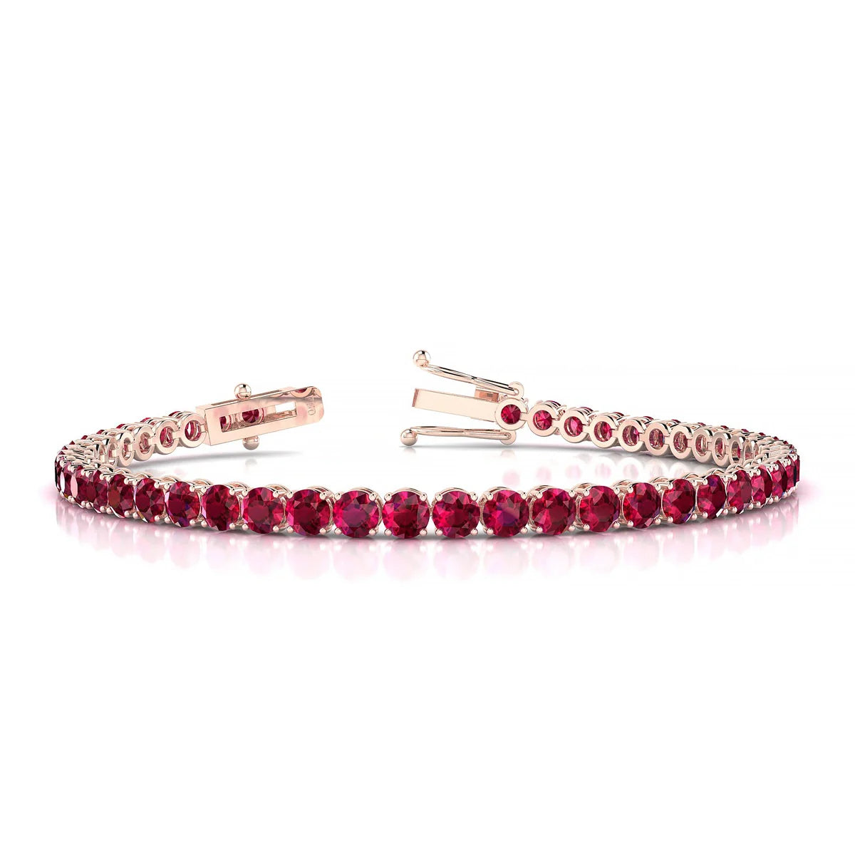 Palazzo | 18k Rose Gold 3.4 mm Round Natural Ruby Tennis Bracelet