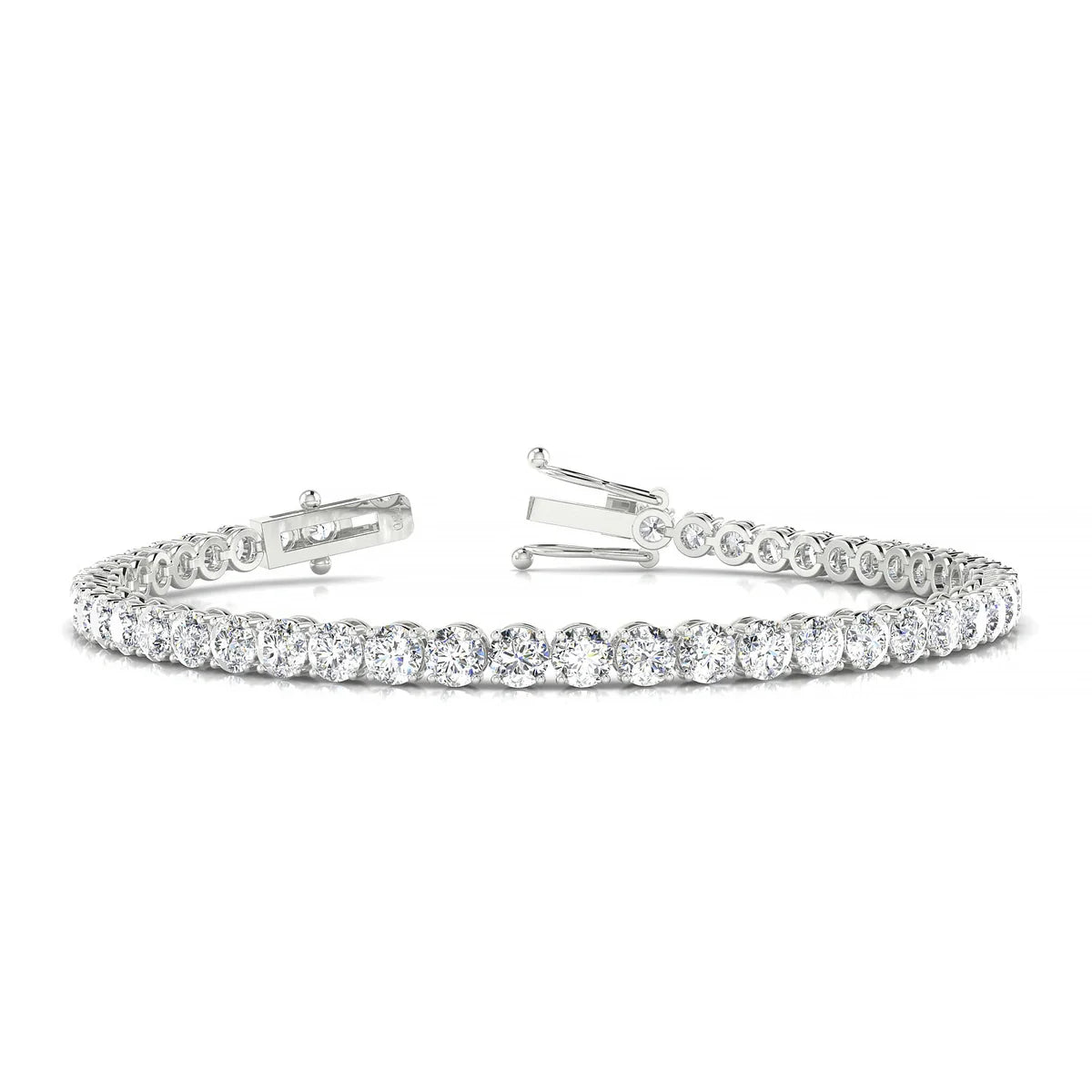 Palazzo | 18k White Gold 3.4 mm Round Natural Diamond Tennis Bracelet