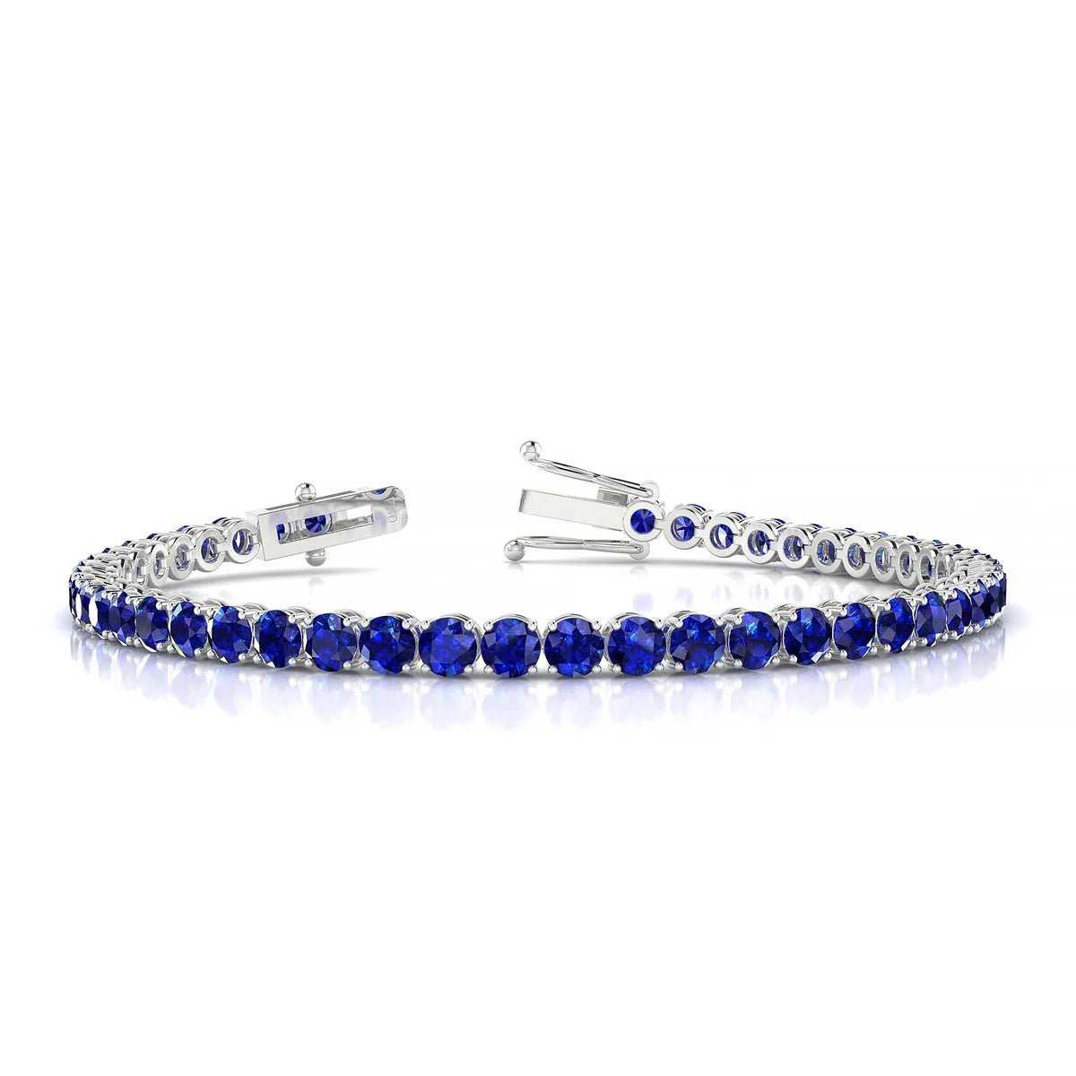 Palazzo | 18k White Gold 3.4 mm Round Natural Sapphire Tennis Bracelet