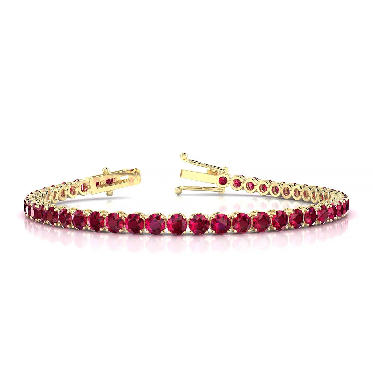Palazzo | 18k Yellow Gold 3.4 mm Round Natural Ruby Tennis Bracelet