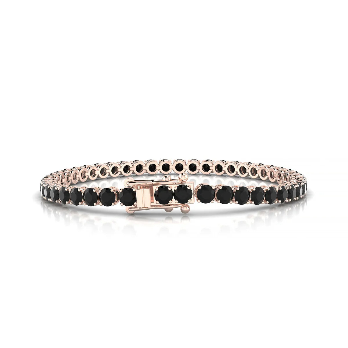 Palazzo | 18k Rose Gold 3.4 mm Round Natural Black Diamond Tennis Bracelet