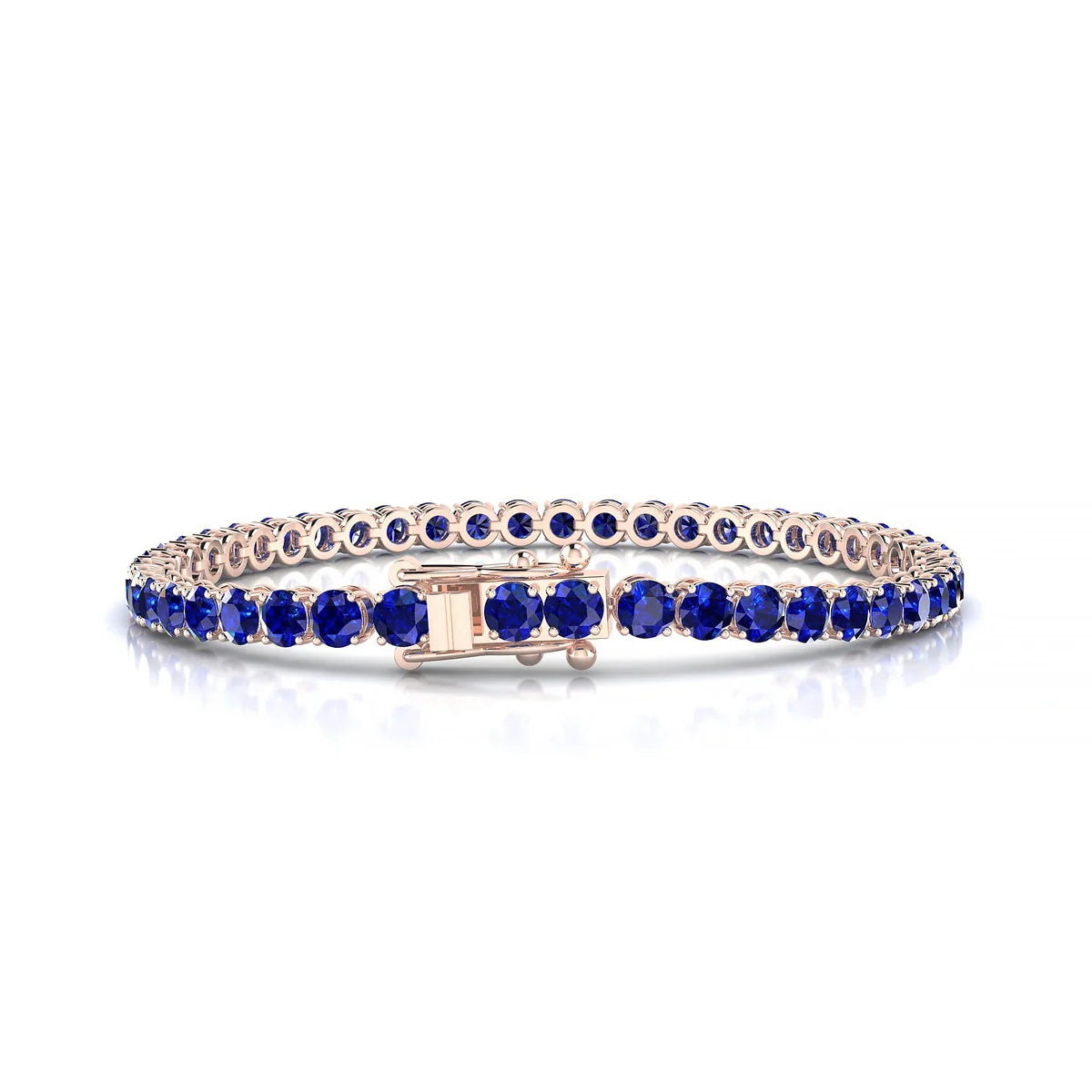 Palazzo | 18k Rose Gold 3.4 mm Round Natural Sapphire Tennis Bracelet