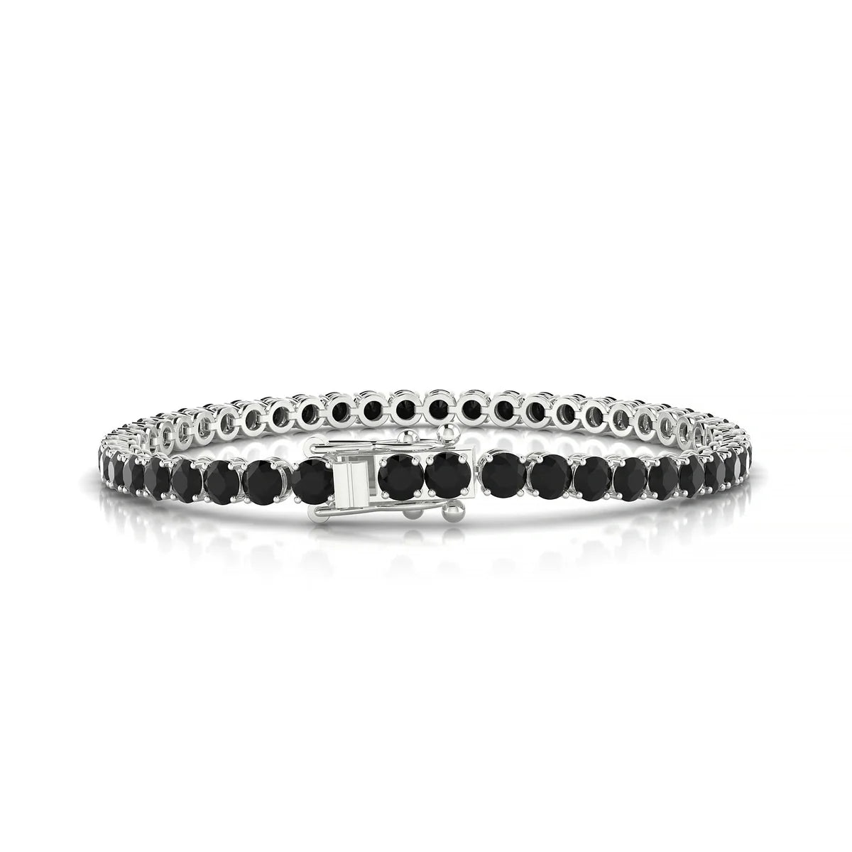 Palazzo | 18k White Gold 3.4 mm Round Natural Black Diamond Tennis Bracelet